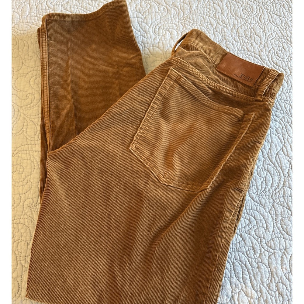 Polo Ralph Lauren Varick Mens 34x30 (29) Slim Straight Corduroy Pants Brown